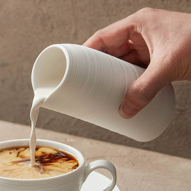 Minimalist Textured Ceramic Cup – 245ml White Modern Drinkware