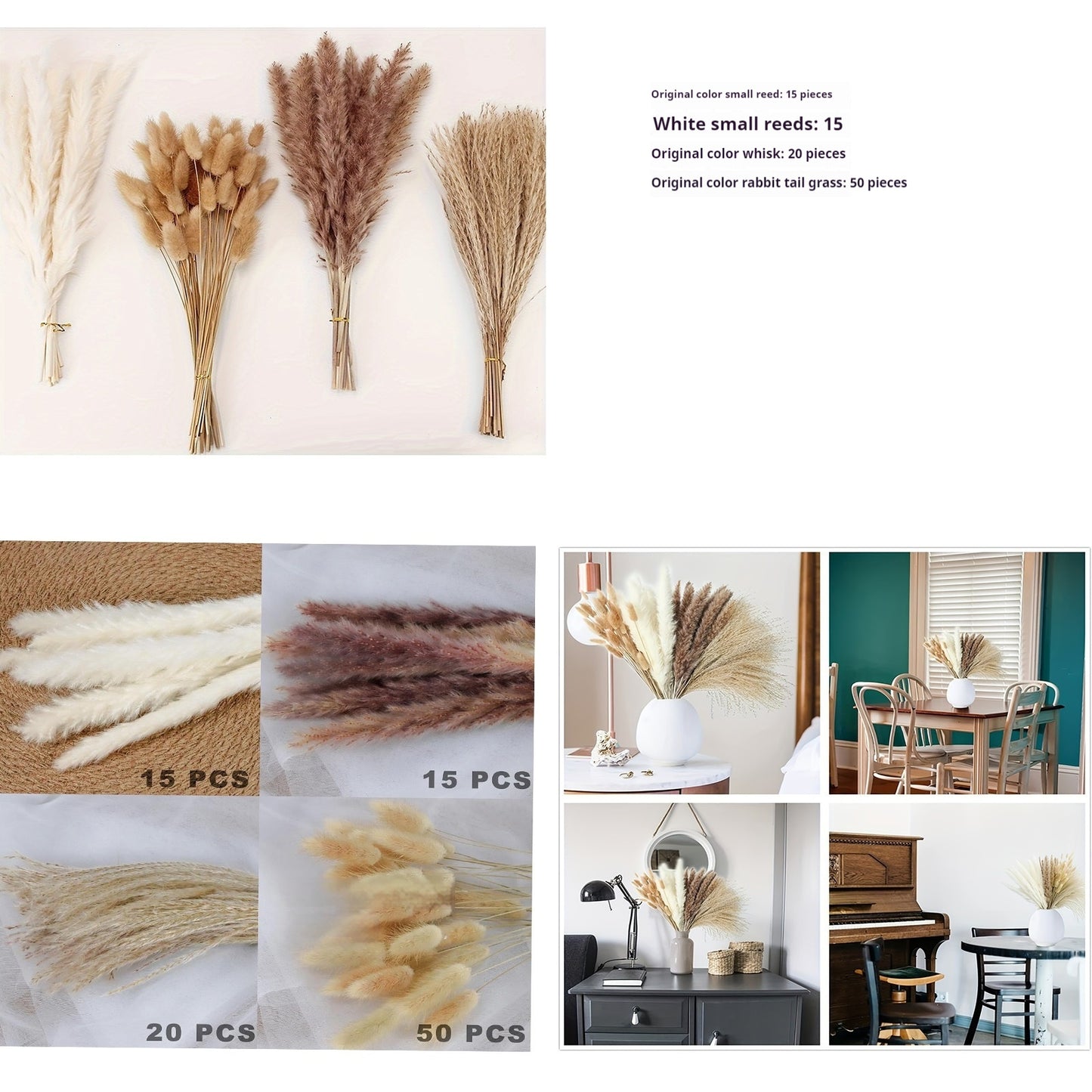 Natural Reed Grass Christmas Dried Flowers Bouquet Finished Product