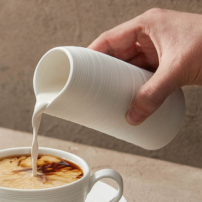 Minimalist Textured Ceramic Cup – 245ml White Modern Drinkware