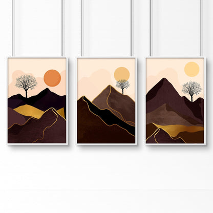 Scandinavian decor style for living room | set of 3 framed wall art